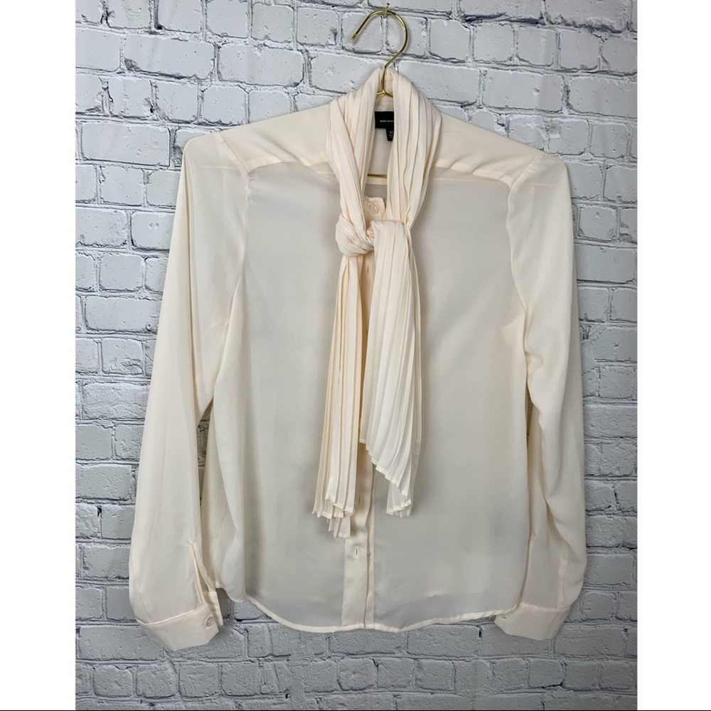 Ivory Button Down Blouse with Necktie NWOT